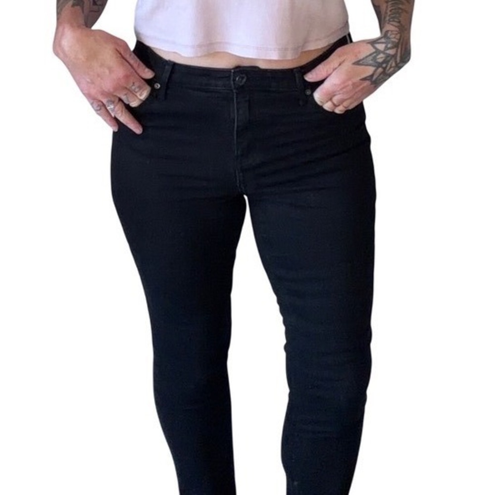 New R Jeans The Vintage High Rise Straight Leg Black Denim Jeans Petite 28 90s‎